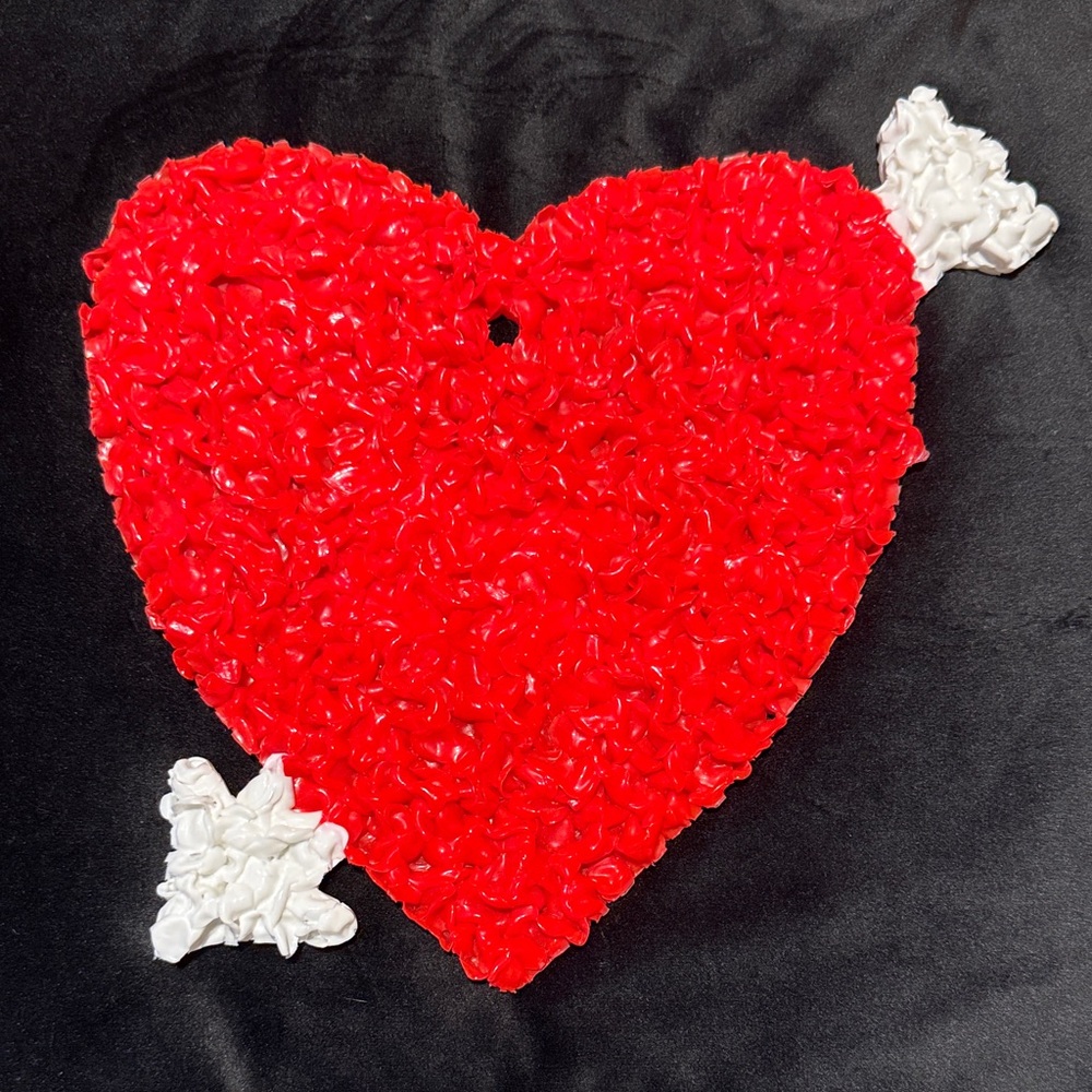 Red Heart Valentines Decoration Wall Decor Vintage Plastic Popcorn